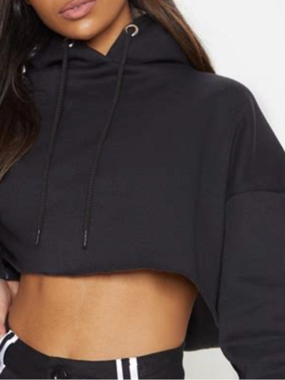 Levi’s Black Cropped Hooded Sweatshirt w/ Raw Hem